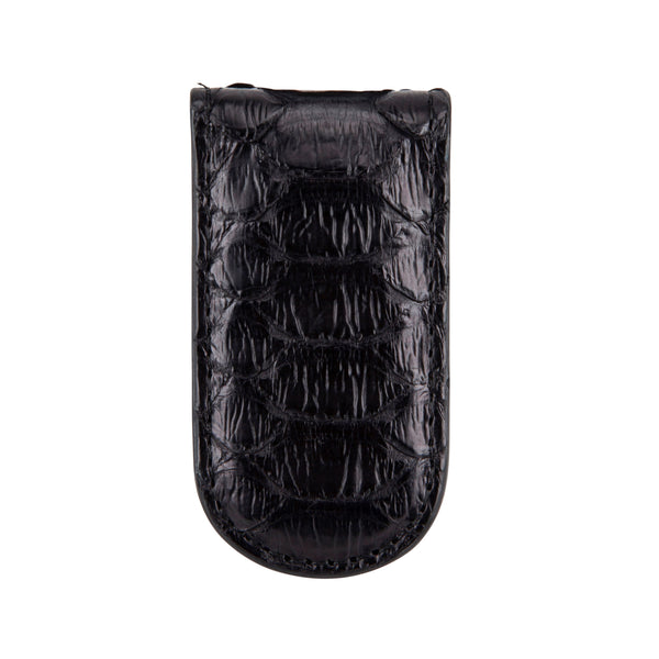 Black Python Leather Money Clip