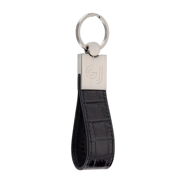 Black Crocodile Leather Key Holder