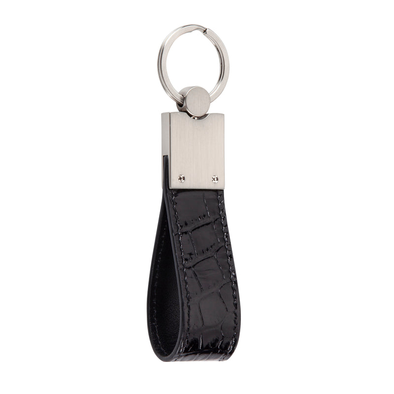 Black Crocodile Leather Key Holder