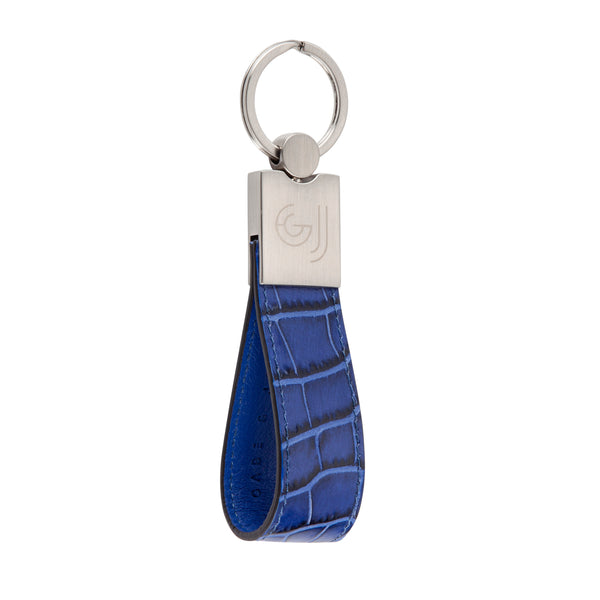 Blue Crocodile Leather Key Holder