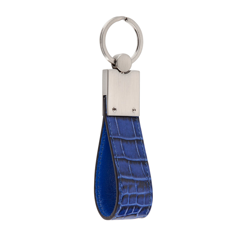 Blue Crocodile Leather Key Holder