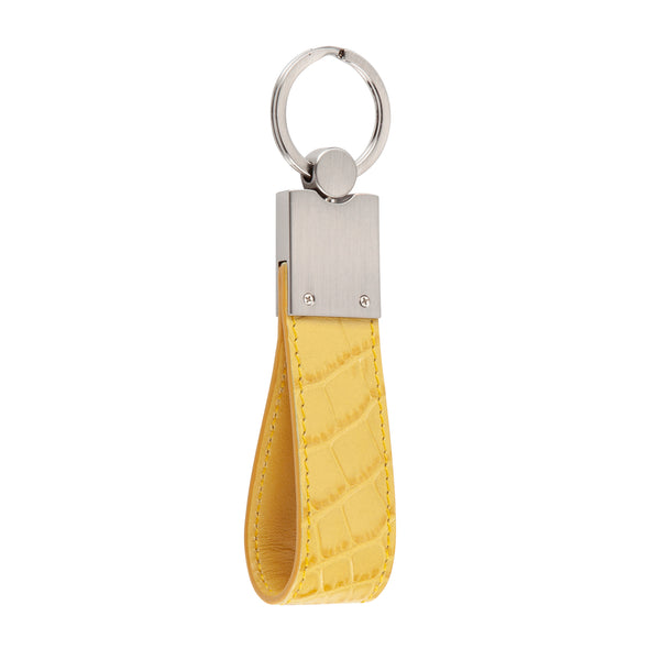 Mustard Crocodile Leather Key Holder