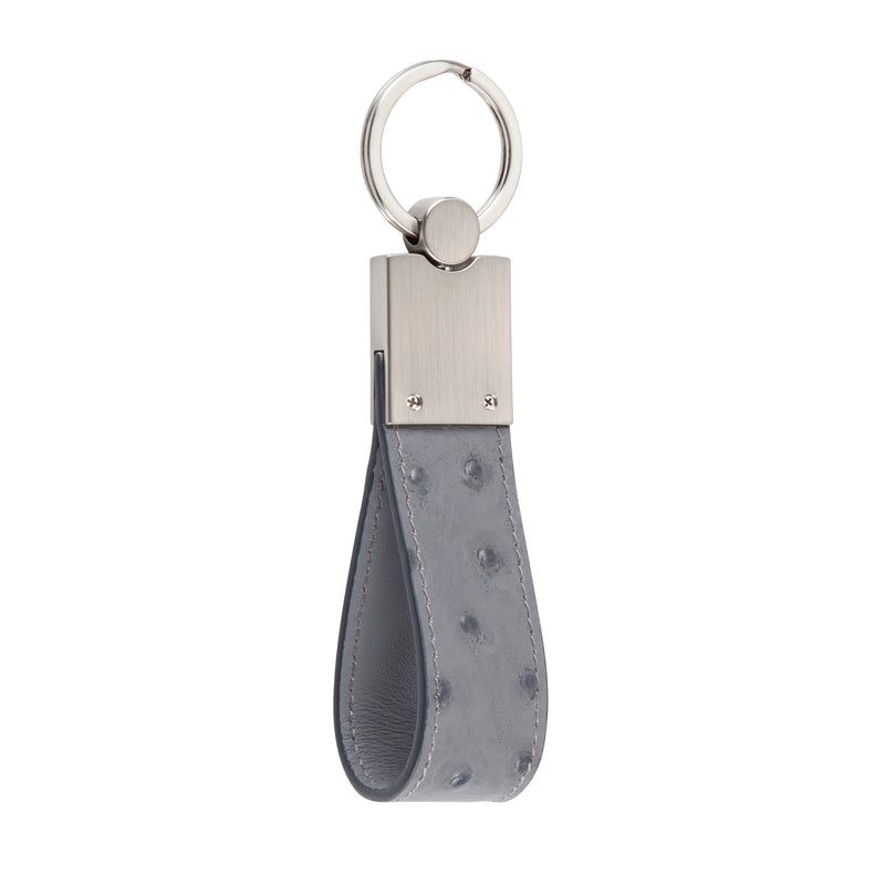 Grey Ostrich Leather Key Holder