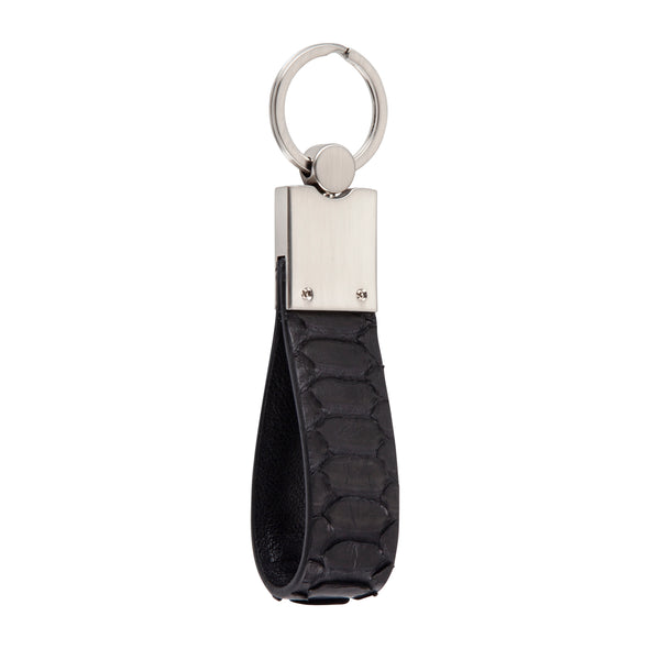 Black Python Leather Key Holder