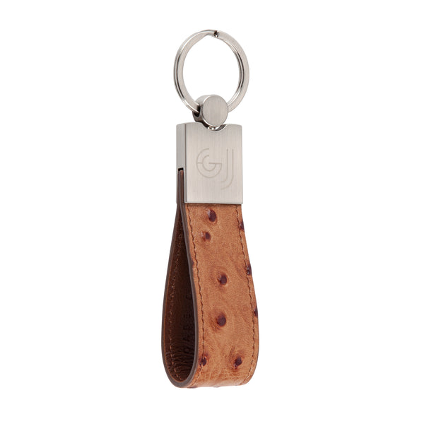 Tan Brown Ostrich Leather Key Holder