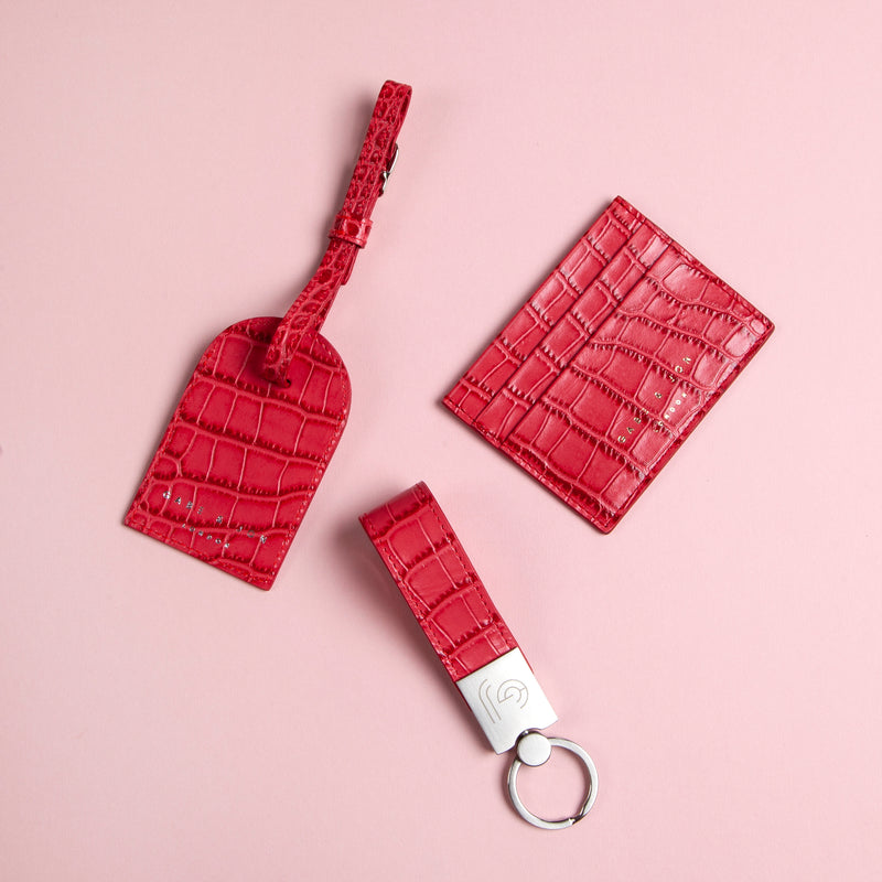 Fuchsia Pink Crocodile Leather Cardholder