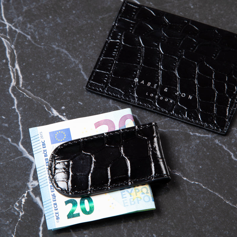 Black Crocodile Leather Cardholder