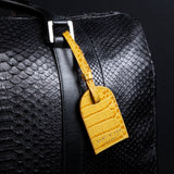 Mustard Crocodile Leather Luggage Tag