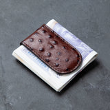 Dark Brown Ostrich Leather Money Clip