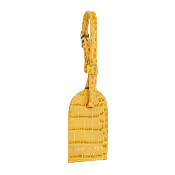 Mustard Crocodile Leather Luggage Tag