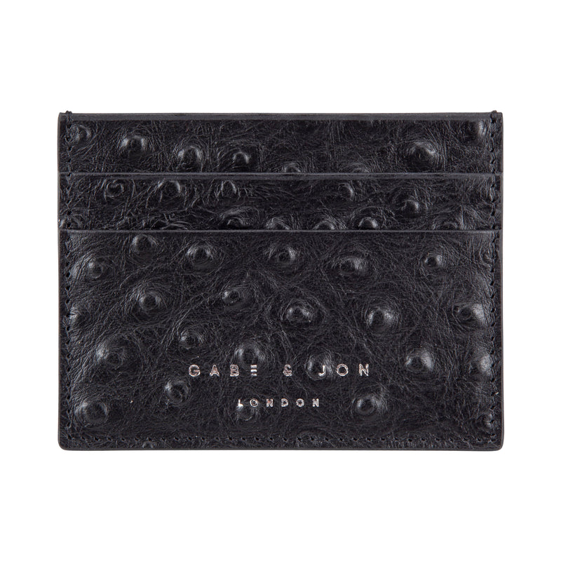 Black Ostrich Leather Cardholder