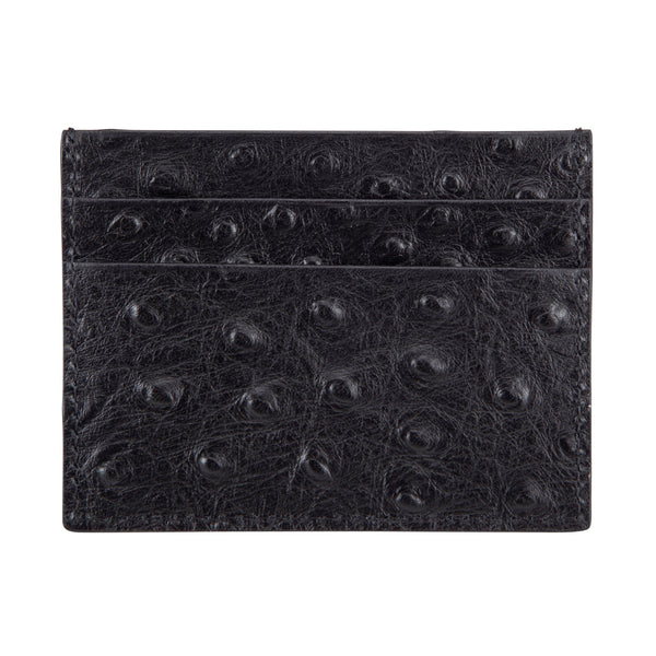 Black Ostrich Leather Cardholder