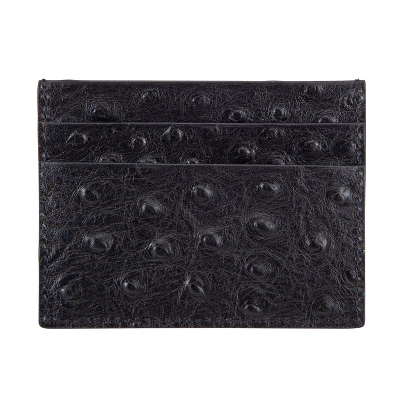 Black Ostrich Leather Cardholder