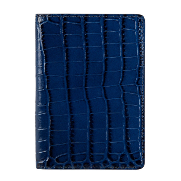 Blue Crocodile Leather Passport Cover