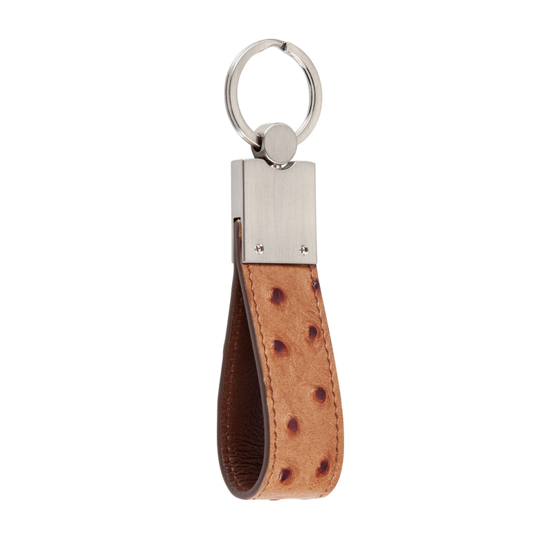 Tan Brown Ostrich Leather Key Holder