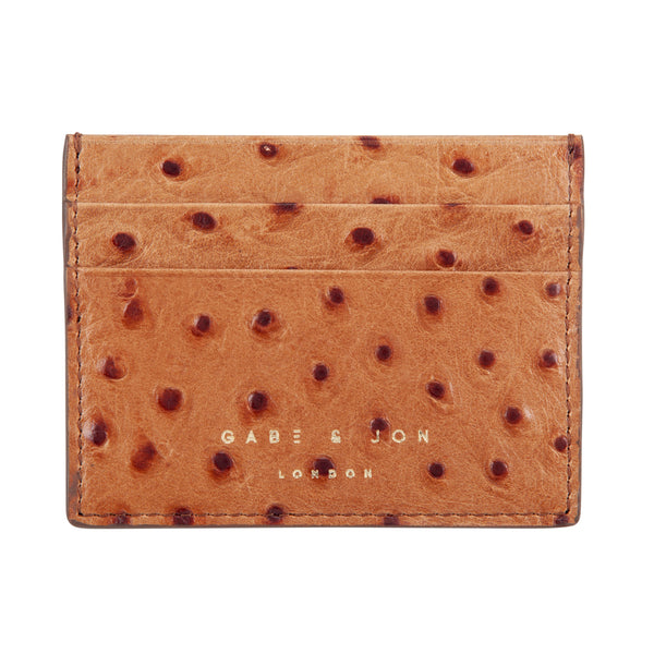 Tan Brown Ostrich Leather Cardholder