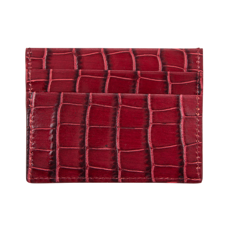 Burgundy Crocodile Leather Cardholder