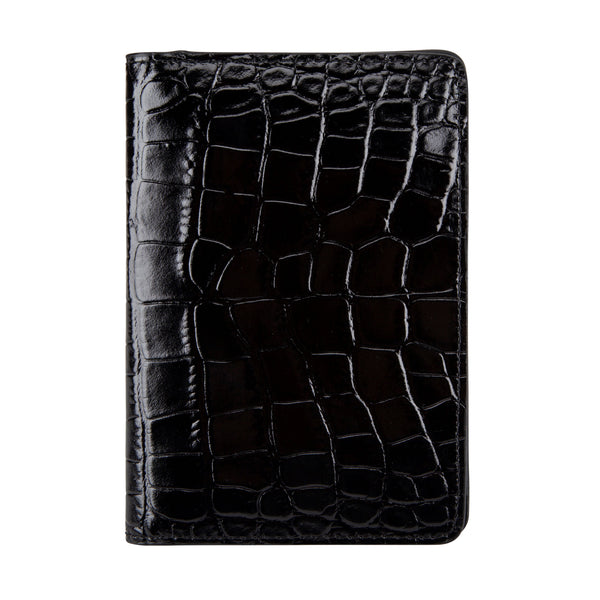 Black Crocodile Leather Passport Cover