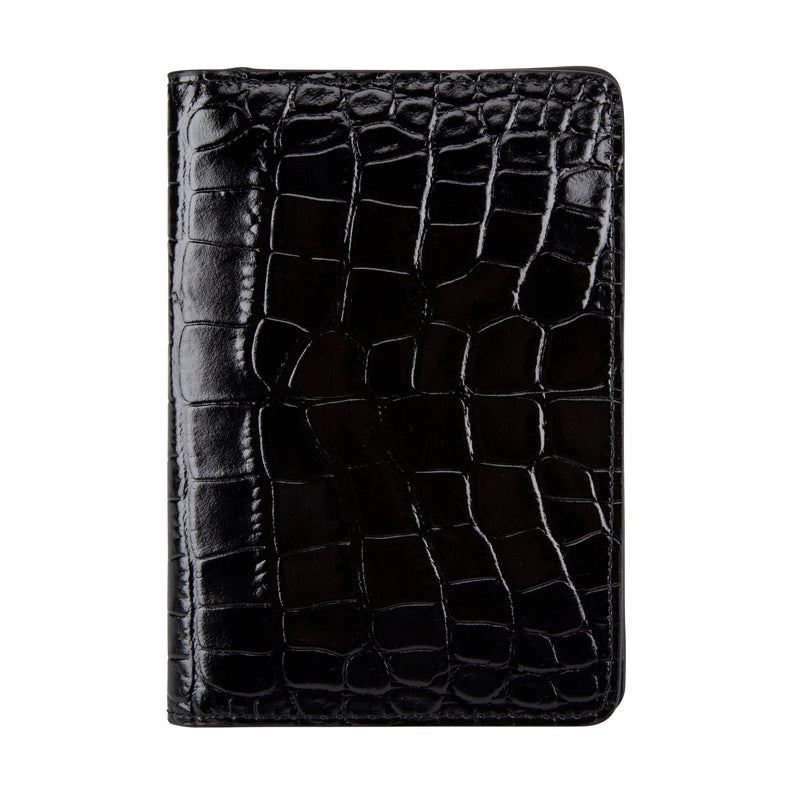 Black Crocodile Leather Passport Cover