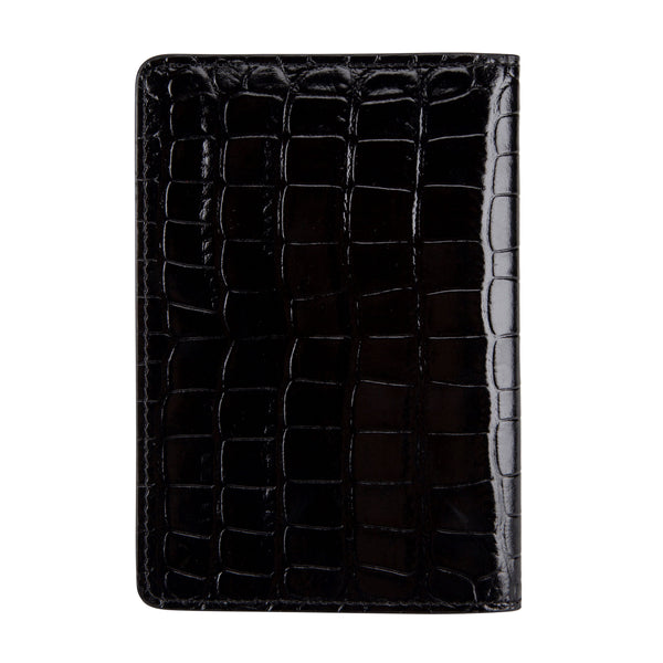 Black Crocodile Leather Passport Cover