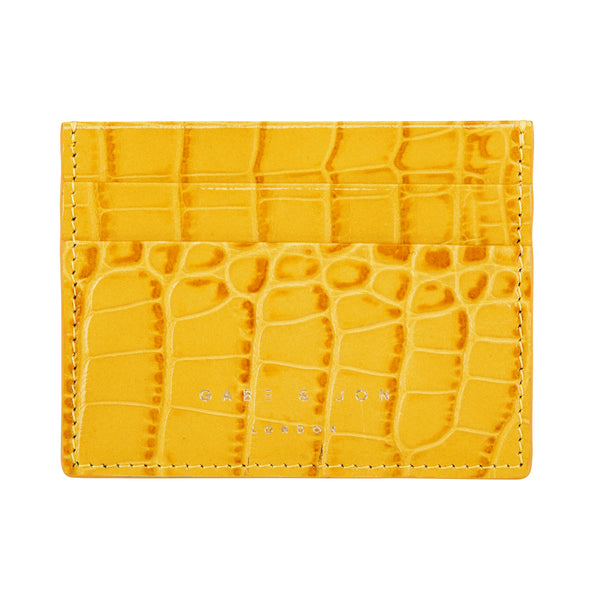 Mustard Crocodile Leather Cardholder