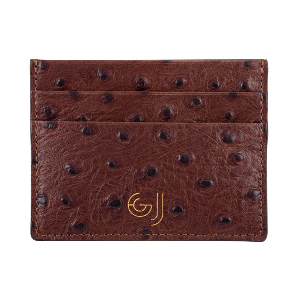 Dark Brown Ostrich Leather Cardholder