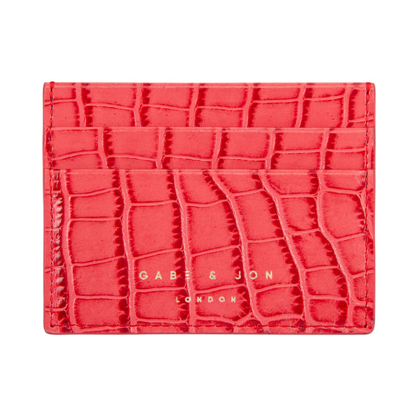 Fuchsia Pink Crocodile Leather Cardholder