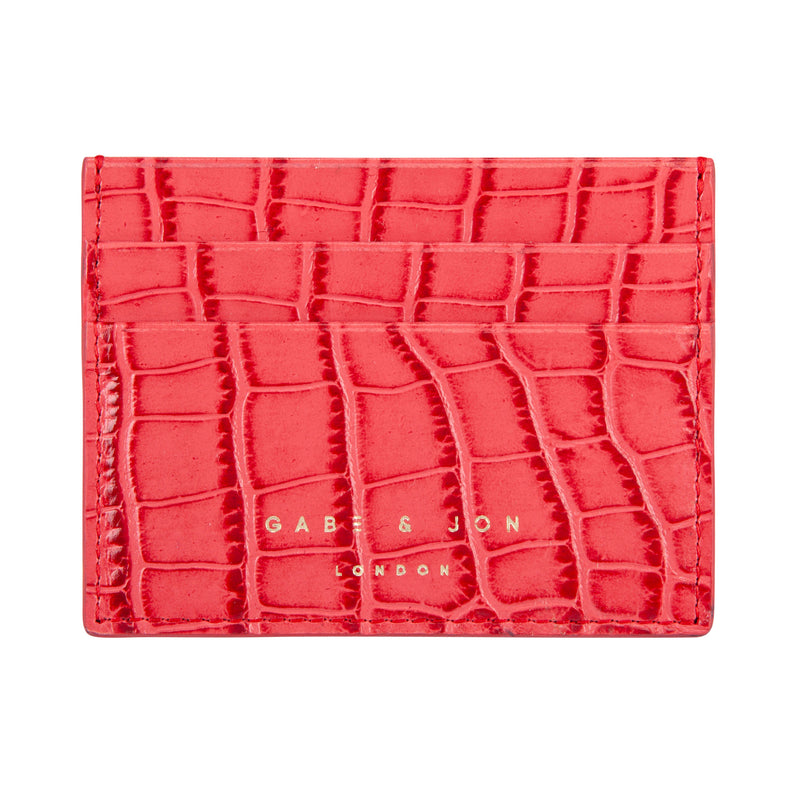 Fuchsia Pink Crocodile Leather Cardholder